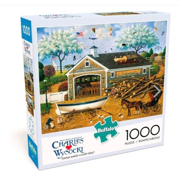 Buffalo Games Charles Wysocki Dahlia Makes A Dory Deal 1000 pc Jigsaw Puzzle, Bo - Picture 1 of 11